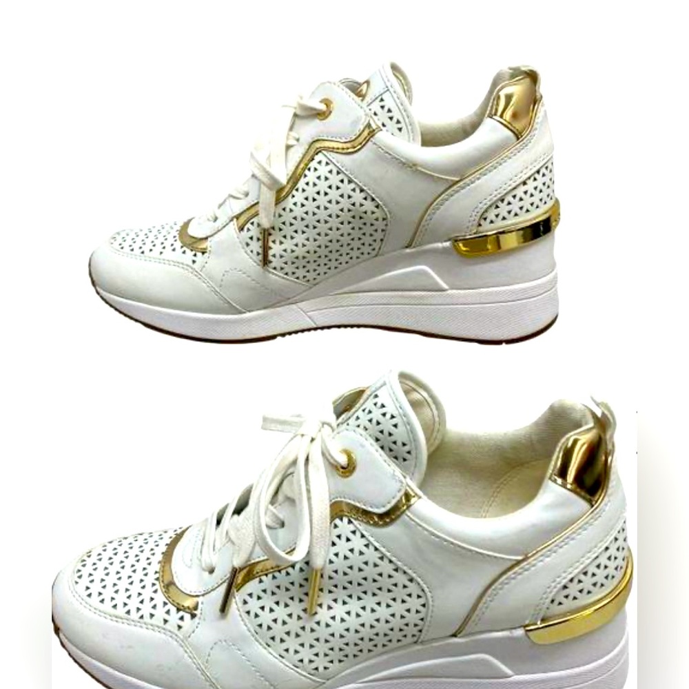 Michael Kors Women's Perforated Cut-Out Wedge Heel Sneaker Shoes Size 9M - New - Picture 2 of 5